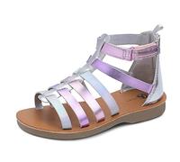 festooning Girls Sandals for Summer Gladiator Cross-tied Zipper Casual Flat Sandals with Strappy Ankle Zipper for Big Little Girls Size UK1