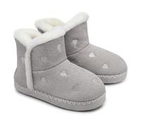 festooning Girls Warm Winter Lightweight Boots slippers Comfy Durable Princess Ankle Boots for Big Kid lightgrey 2