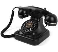 FESTRING Retro Landline Phone with Push-button Dialing, Vintage Phone with Adjustable Ringer Volume and Redial Function, Corded Retro Telephone for Home, Office, Hotel, black