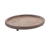 FESTWIND Decorative Tray, Oval Wooden Tray for Coffee Table Decor Kitchen Dinning Table Entryway, Small Beaded Tray for Holidays, Distressed Brown