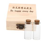 Fetal Hair Storage Box Wooden Collection Box Two Bottles | Glass and Wood Build, Buckle Closure, Hanging Loop Design, for Baby Keepsakes and Blessing Notes, Hair Keepsake Random Style
