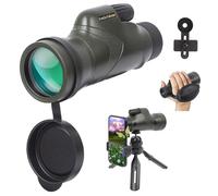 Fetch Falcon12x50 IPX7 Nitrogen Filled BAK4 FMC HD Monoculars(Eyepiece 25.5cm Waterproof Under 1 M Water 30 Minutes Never Leaks) with Phone Holder, Tripod, Hand Strap (HD IPX7 Green)
