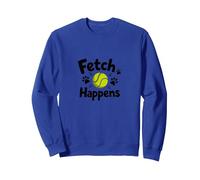 Fetch Happens: Playful Dog Tennis Ball Paw Sweatshirt, Adult Unisex, Royal Blue, L