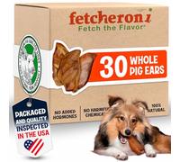 FETCHERONI Whole Pig Ears for Dogs Large - 30 Pack Long Lasting Dog Chews - Dog Treats One Ingredient Delicious All Natural Flavor - Easy to Digest Dog Treats for Large Dog - Great for Teeth and Gums