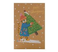 Fetching The Tree Funny Design - Multipack of 8 Charity Christmas Cards with Envelopes