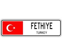 Fethiye, Turkey Street Sign Turk Flag City Country Road Wall Gift Street Sign 4x16 inches