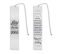 Fetiger 21st Birthday Gifts for Men Him Boys, Personalized 21 Years Old Bookmark, Happy 21st Decorations, Born in 2005 Card Present
