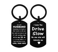 Fetiger Husband Keyring Gifts from Wife, Drive Safe Keyring for Husband, I Love You Gift Present for Men Anniversary Birthday
