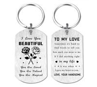 Fetiger I Love You Gifts for Her Girlfriend Wife Christmas, to My Love Keyring for Women, Anniversay Wedding Birthday Ideas for Girlfriend Wifey Fiancee, Romantic Rose Key Ring for Her