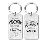 Fetiger Wife Birthday Gifts, Happy Birthday My Wife Keyring from Husband, Engraved Personalised Birthday Gifts for Wife
