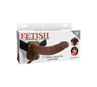 FETISH FANTASY SERIES Hollow Strap-On Brown with Balls 9-Inch