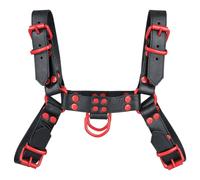 Fetish Gear Coloured H-Front Harness in Black/Red - Size - medium