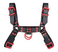 Fetish Gear Coloured H-Front Harness in Black/Red - Size - small