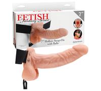 Pipedream Fetish Fantasy Series 7" Hollow-Strap-On with Balls Light & Black 18.9x4.3 cm