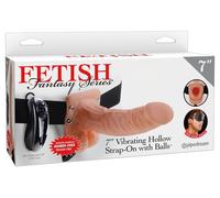 Fetish Fantasy Series - 7" Vibrating Hollow Strap-On with Balls - Vanilla