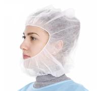 Fetizrin Hair Net, 100 PCS Disposable Hood Caps Full Face Beard Cover, White, Large, Unisex-Adults