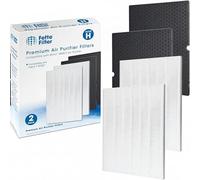 Fette Filter - 116130 Premium True HEPA H13 Filter H Compatible with Winix Filter H 116130 for Winix Model 5500-2 AM80 Air Purifier Includes 2 Pack Ture HEPA Filters + 2 Pack Activated Carbon