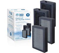 Fette Filter - Air Purifier True HEPA Replacement Filter with Upgraded Activated Carbon Compatible with LEVOIT LV-H128-RF & Valkia PU-P02 Air Purifier Removes up to 99.97% Smoke Dust Odor - Pack of 4