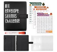 Fettwal 100 Envelope Saving Challenge Savings Book for Money Challenge, A5 Money Saving Challengers Money Saving Folder with 3 Memory Cards & Watercolour Pen, Savings Book for Household Money Saving