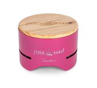 Feuerhand Tamber Table Grill in Telemagenta, Enamel Cooking Grate, Non-Stick, Low Smoke Burning, Drain Grooves for Grease and Food Liquids, with Table Grill Charcoal
