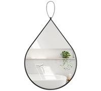 FEUFOAM Black Bathroom Mirror Teardrop Mirror with Metal Framed Oval Irregular Wall Mirrors Decorative Modern Accent Wall Decor for Living Room Entryway Hallway 50x40cm