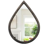 FEUFOAM Black Teardrop Hanging Mirror Rustic Wall Mirror Farmhouse Decorative Wall-Mounted Mirrors for Bathroom Living Room Vanity Entryway Hallway 50x40cm