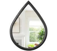 FEUFOAM Black Wood Frame Mirror Large Teardrop Hanging Mirror Farmhouse Rustic Decorative Wall-Mounted Mirrors for Bathroom Living Room Vanity Entry Hall 50x40cm