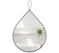 FEUFOAM Hanging Wall Oval Mirror Brass Metal Framed Mirrors Bathroom Decorative Wall Mounted Mirrors Small Teardrop Mirror for Living Room Bathroom Hallway