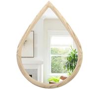 FEUFOAM Irregular Wall Mirror with Wood Frame Rustic Teardrop Wall Mirrors Natural Wood Decorative Mirrors for Bedroom Living Room Bathroom 50x40cm