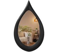 FEUFOAM Irregular Wood Framed Bathroom Mirror Black Teardrop Mirrors Big Asymmetrical Wall Mounted Vanity Mirrors Unique Art Mirror Decorative for Bedroom Living Room Entryway
