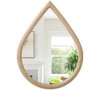 FEUFOAM Teardrop Wall Mirror Decorative Large Walnut Wall Mounted Wood Frame Hanging Mirror for Living Room, Bedroom, Hallway