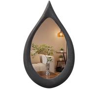 FEUFOAM Teardrop Wall Mirror Wood Frame Irregular Bathroom Mirrors Large Vintage Black Asymmetrical Decorative Accent Mirror for Bedroom Living Room Entryway Dressing Room