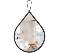 FEUFOAM Wall Mirror with Thicken Metal Framed Black Teardrop Hanging Mirror Modern Decorative Mirrors for Bathroom Living Room Entryway Hallway Small