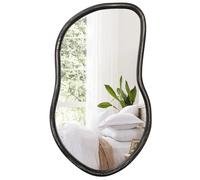 FEUFOAM Wood Frame Mirrors Irregular Asymmetrical Wall Mirror Farmhouse Large Bathroom Mirror Rustic Black Wall Mounted Mirrors for Living Room Bedroom Entryway Hallway