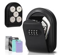 FEUNLEM Secure Magnetic Key Holder for Cars - 5 Strong Magnets Anti-Drop Combination Lock Box, Hide a Key Under Car with Resettable Code, Waterproof & Dustproof Design for Outdoor (Black)