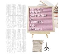 Feutrine Letter Board | Felt Board with Stand, Feutrine Bulletin Wooden Frame 25 x 25 cm Rustic Style for School, Home, Parties