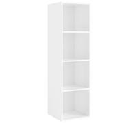 fevarbord White Bookcase 4 Tiers Cube Storage Unit Living Room Bookcase and Shelving Unit Wooden Display Shelf 30x30x106cm