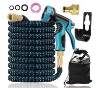 Feveqher Expandable Garden Hose Pipe, Upgraded 3-Layer Latex No-Kink Flexible Water Hose, 3/4"&1/2" Metal Connectors, 10 Function Spray Nozzle, Hose for Gardening, Washing & Cleaning (50FT)