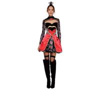 Fever Adult Women's Queen Of Hearts Costume, Dress, Attached Underskirt and Mini Crown, Once Upon a Time, Black, S - UK Size 08-10