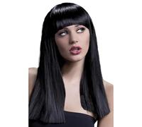 Smiffy's Wig Fever Alexia – Black 19in/48cm – Heat-Resistant, Washable, One Size, Women's Deluxe