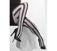 Black & White Striped Opaque Tights - tights black white fancy dress opaque striped ladies costume womens pantyhose stripes