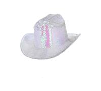 Fever Deluxe Iridescent Sequins Cowboy Hat in White fever White One Size