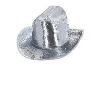Fever Deluxe Sequin Cowboy Hat Silver for Adults - Fancy Dress Accessory
