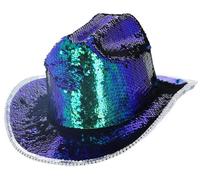 Smiffys Fever Deluxe Sequin Cowgirl Hat, Iridescent Green, Fever Accessories Fancy Dress, Adult Dress Up Hats