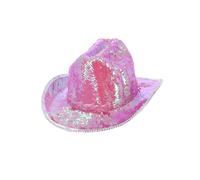 Smiffys Fever Deluxe Sequin Cowboy Hat, Iridescent Pink, Fever Accessories Fancy Dress, Western Dress Up Hats