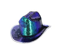 Smiffys Fever Deluxe Sequin Cowgirl Hat, Iridescent Green, Fever Accessories Fancy Dress, Adult Dress Up Hats