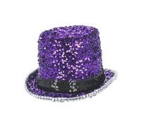 Fever Deluxe Sequins Felt Top Hat Purple (One Size)