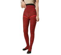 Fever Hosiery Fancy Dress Striped Tights, Purple/Orange/Red & Black Striped, Opaque Women’s Tights