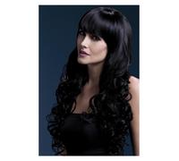 Fever Women's Long Black Wig With Soft Curls And Bangs, 26inch, One Size, - - wig fever isabelle black fancy dress 26inch66cm smiffys