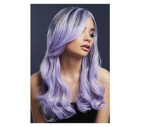 Smiffys Fever Khloe Wig, True Blend, Lilac Long Wave, Centre Parting, 56cm/22in, Fever Wigs Fancy Dress, Halloween Fancy Dress Accessories Dress Up Wigs